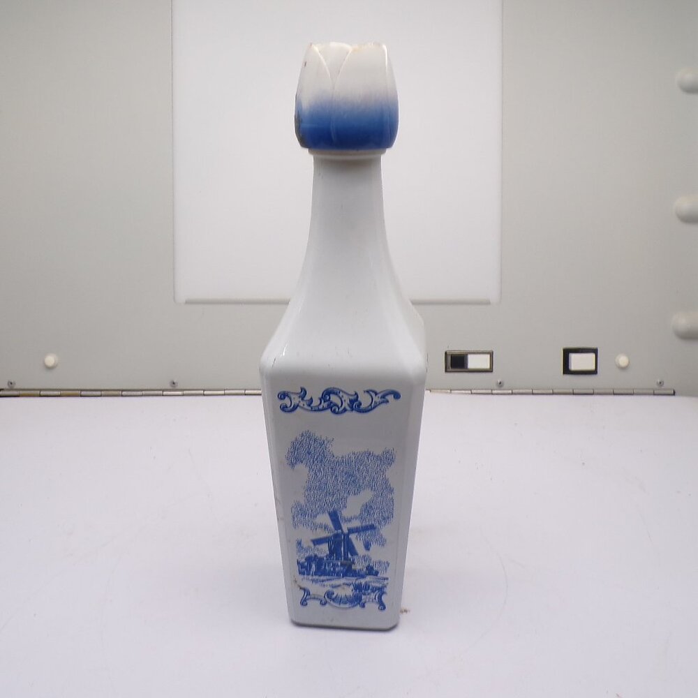 Vintage Vandermint Glass Dutch Windmill Liqueur Decanter Empty Bottle